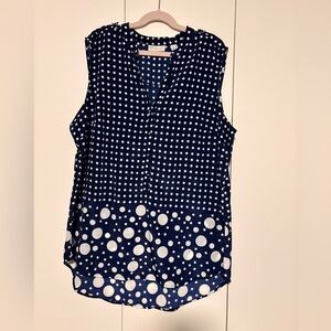 New York & Company Blue Polka Dot Blouse